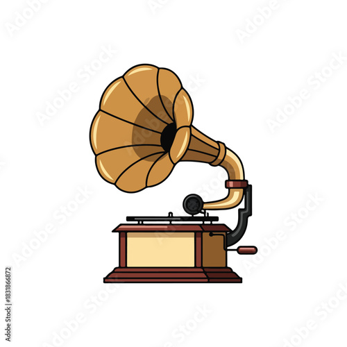 Vintage Phonograph Illustration Retro Music Player Design