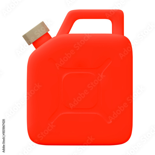 3d red canister for oil, fuel. Stock vector illustration on isolated background.