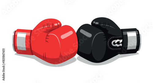 Red and black boxing gloves: head-to-head in competition
