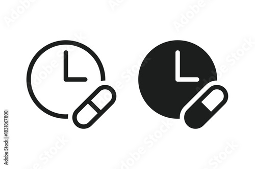 Time to take medicine. Dose concept icon. Time taking dose medication icon
