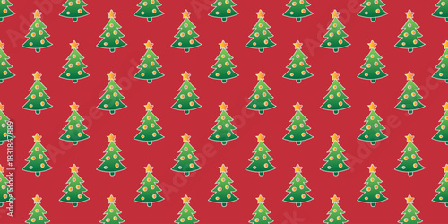 Seamless Christmas Tree Pattern With Stars for Festive Holiday Backgrounds