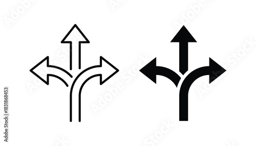 Flexibility icon set. Three directional arrows icon. Vector illustration