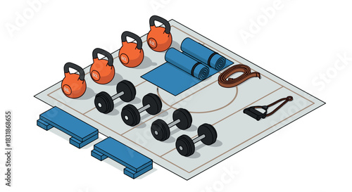 Home gym essentials on a basketball court: isometric fitness equipment