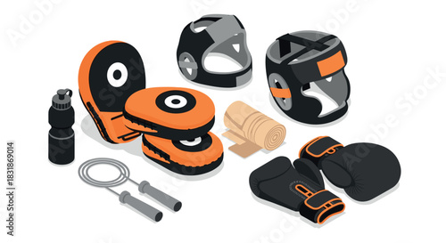 Essential boxing gear: gloves, headgear, jump rope, and protective equipment