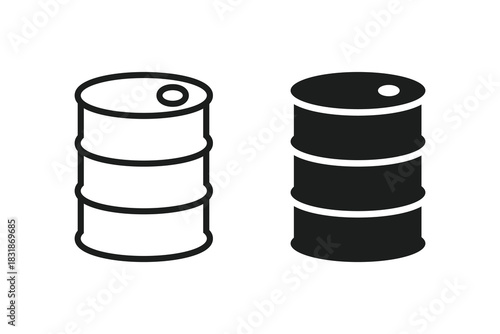Oil barrel icon set. Oil drums vector.