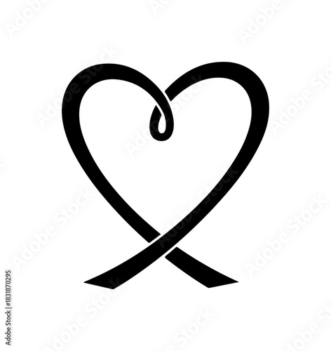 Elegant black heart design conveying love, romance and Valentine's Day theme