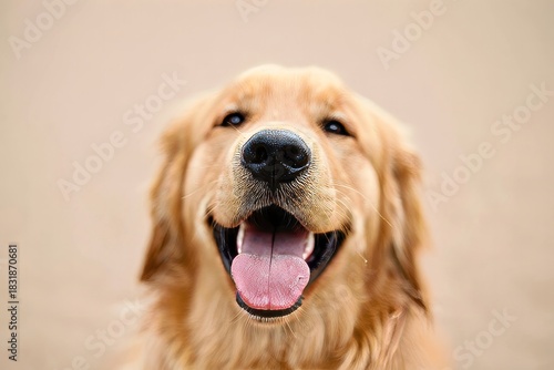 Happy Golden Retriever Close-up with Smiling Expression
