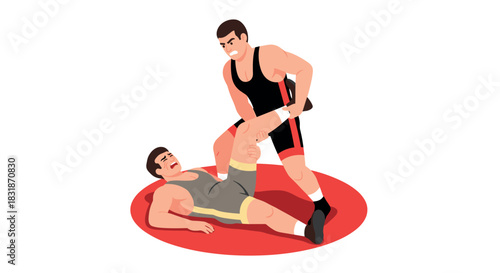 Dynamic wrestling scene: athletes in action on the mat