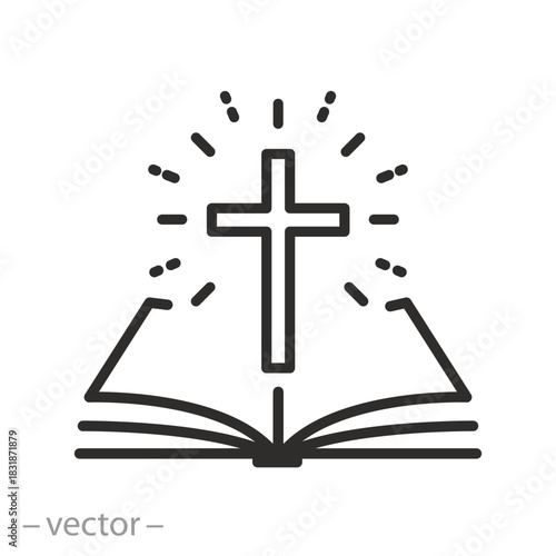 Open Bible icon. Holy Scripture illustration.
