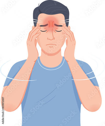 Man Suffering from Sinus Headache Pain 