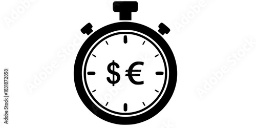Time is Money Stopwatch Currency Icon Vector