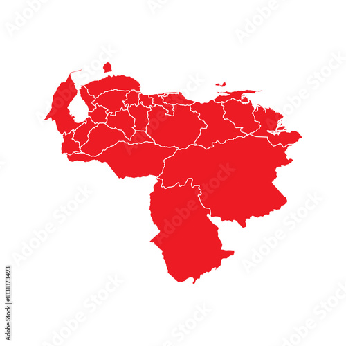 Abstract Red Venezuela Map with Cities