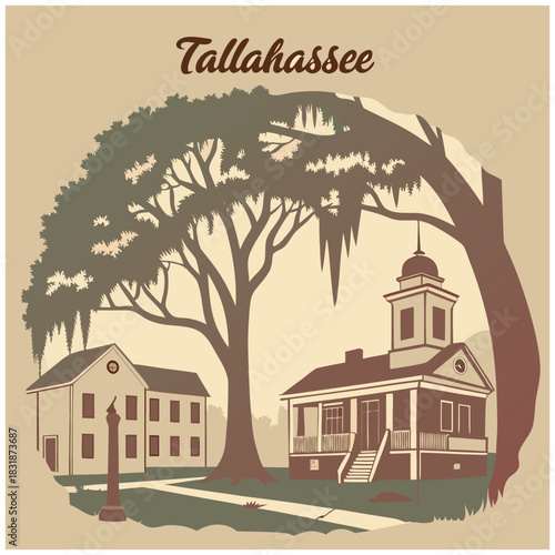 Tallahassee Government and Residential Buildings – Southern Charm Poster