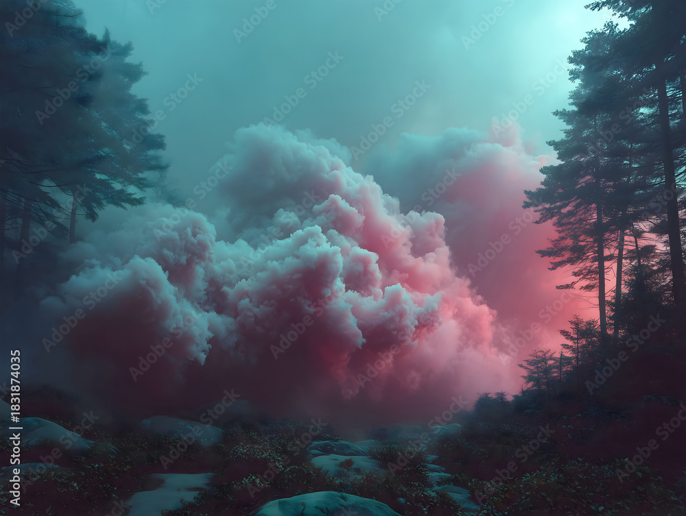 Fototapeta premium Twilight Woods and Crimson Haze