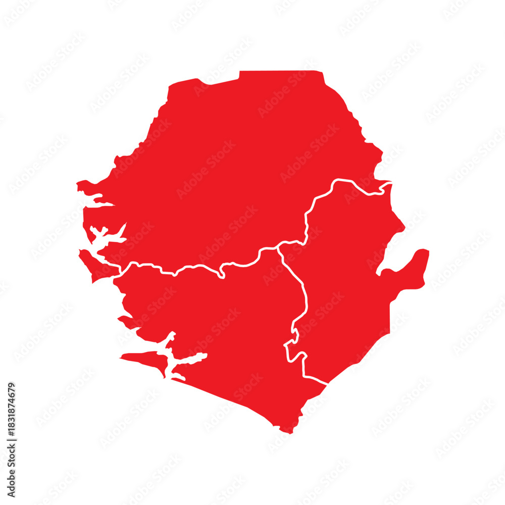 Fototapeta premium Abstract Red Sierra Leone Map with Cities