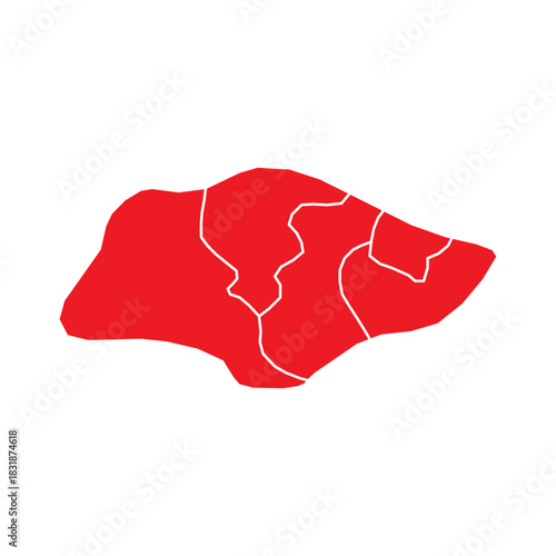 Abstract Red Singapore Map with Cities