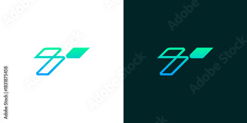 Letter T Futuristic Cyber Tech Logo Design - Abstract T Symbol for Technology Innovation