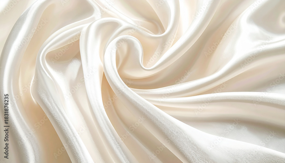 Obraz premium Luxurious Silk Swirl: Intricately draped, the silky material catches the light, its subtle folds and gentle curves hinting at unparalleled softness and elegance. A symbol of refinement.