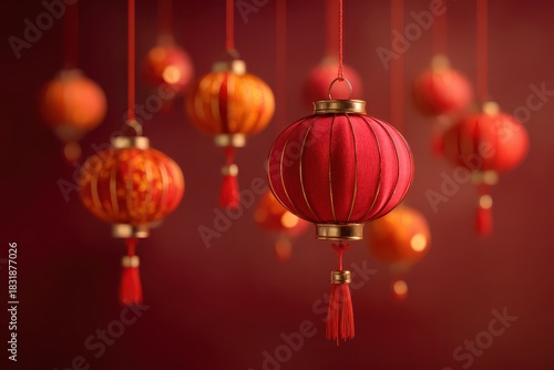 Cheerful Holiday Elements: Red Lanterns as Symbols of New Year Festivities