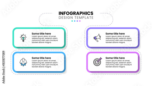 Infographic template. 4 connected banners with line
