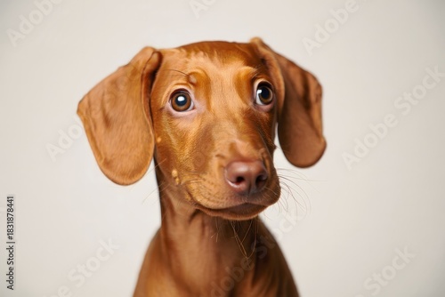 Curious Vizsla Puppy Portrait - Close Up Pet Photography