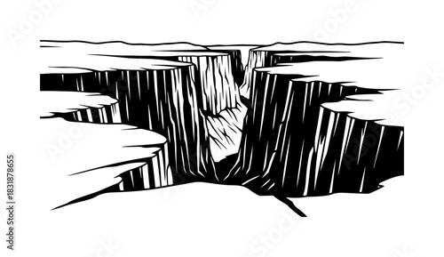 Dramatic canyon landscape illustration for adventure travel and exploration