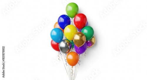 Celebrate special moments with vibrant balloons floating joyfully against a bright backdrop, perfect for birthday wishes, party invitations, and festive promotions