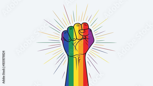 Rainbow Fist Power LGBTQ Pride Equality and Social Justice Symbol