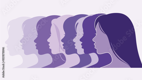 Silhouettes of Diverse Women in Shades of Purple Unity Empowerment and Femininity