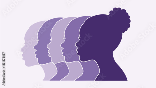 Woman s Profile Silhouette in Gradient Purple for Diversity Inclusion and Empowerment