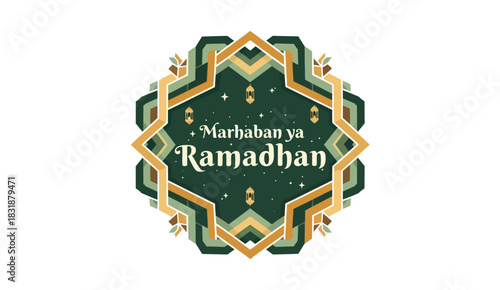 Marhaban Ya Ramadhan - Islamic Greeting Vector Illustration