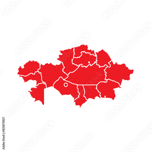 Abstract Red Kazakhstan Map with Cities