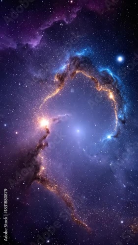 Deep space nebula with stars and cosmic dust, galaxy universe background, magic stardust texture, vertical 9:16 background for social media stories