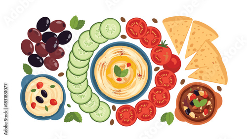 Vibrant hummus platter with fresh vegetables and pita chips for a healthy, delicious snack or appetizer perfect for sharing with friends