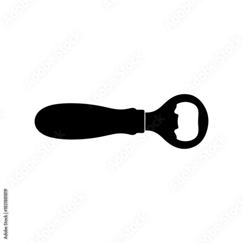 Beer bottle opener silhouette icon vector illustration on white background.