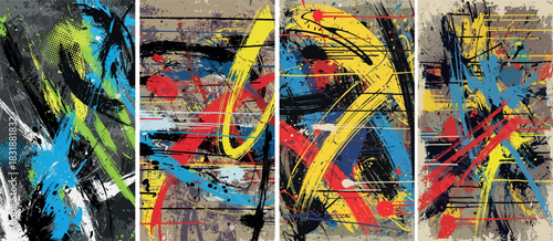 Abstract artwork featuring vibrant splashes of color, creating a dynamic and energetic composition.