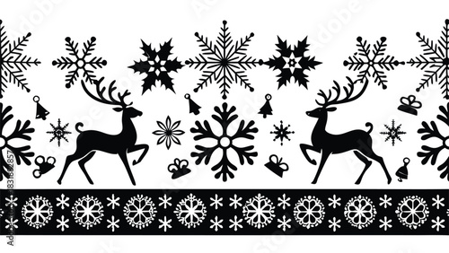 White background adorned with a Christmas reindeer pattern, highlighting joyful reindeer in a seasonal, decorative style.eps