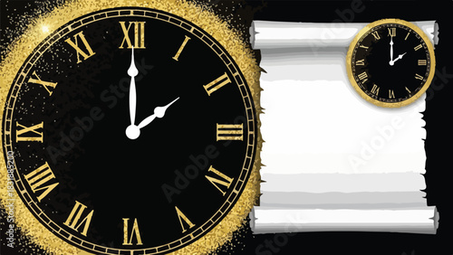 Luxurious Golden Clocks Displayed on Elegant Frames with Botanical Elements