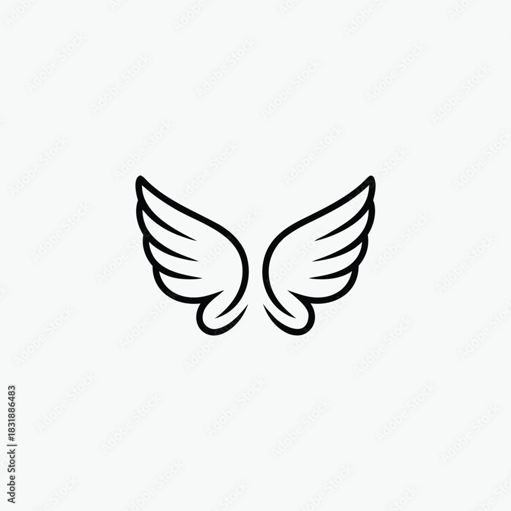 Obraz premium Minimal Winged Logo with Simple Lines in Black Vector Design