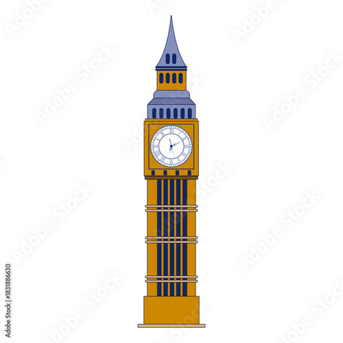 A colorful cartoon style illustration of the Big Ben clock tower in London