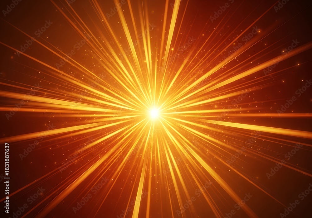 Naklejka premium Bright Orange Yellow Light Burst Abstract Background with Starburst Effect and Glowing Radial Rays