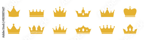 Vector illustration of a crown with king, queen, princess, and prince symbols, representing royalty, luxury, and monarchy, featuring heraldic and imperial design, vintage elegance