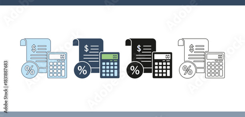 Tax and Financial Calculation Icon with Document and Calculator