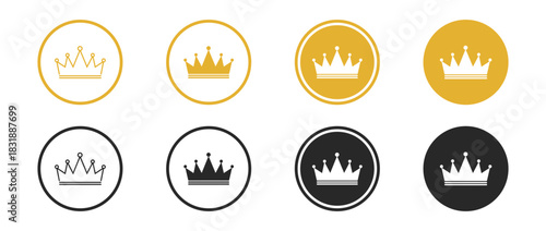 Crown vector icon illustration with king, queen, princess, monarch, royal and luxury elements, imperial tiara, heraldic silhouette and emblem, isolated on transparent background