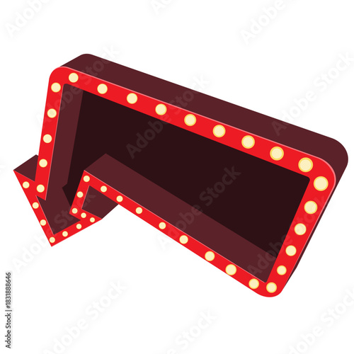 Retro Style Illuminated Arrow Sign with Light Bulbs Direction Indicator