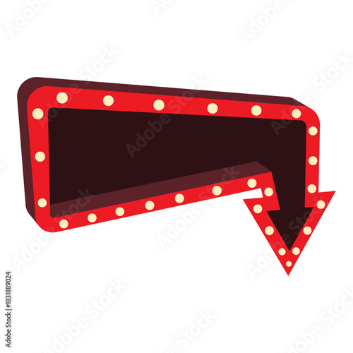Retro Style Illuminated Arrow Sign with Light Bulbs Direction Indicator