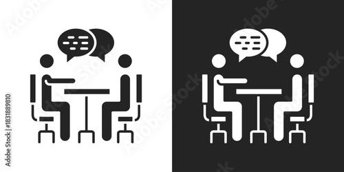 Mentoring Icon In Black And White Glyph Style