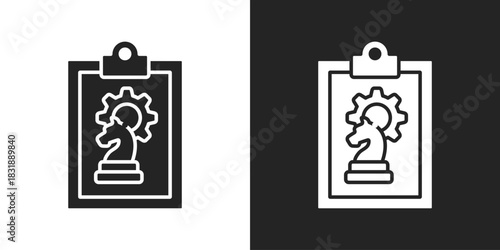 Strategy Icon In Black And White Glyph Style