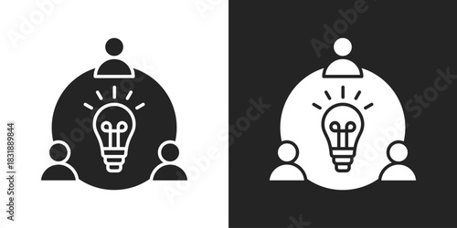 Teamwork Icon In Black And White Glyph Style