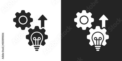 Process Improvement Icon In Black And White Glyph Style